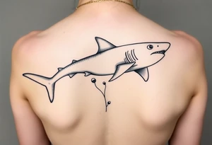lemon shark and whale shark swimming along the spine tattoo idea