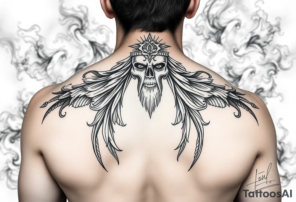 San judas realistic and smoke background tattoo idea