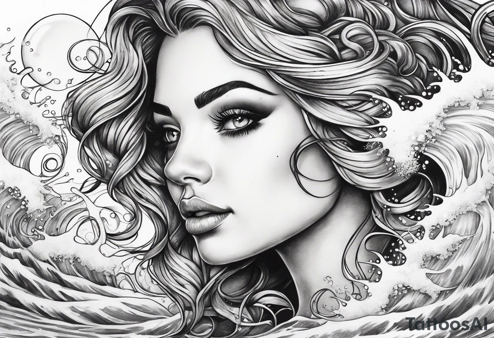 ocean waves bubbles tattoo idea