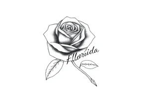 ROSE WITH FLORIDA WRITTEN AS THE STEM tattoo idea