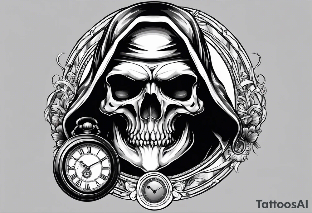 reaper with pocket watch tattoo idea