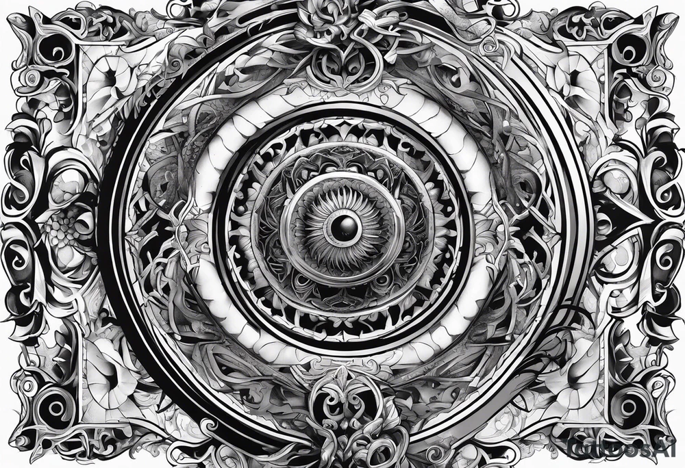 Surrelistic gothic elements in a spiral tattoo idea