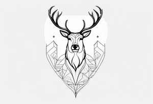 back tattoo of a front view reindeer with half a face tattoo idea