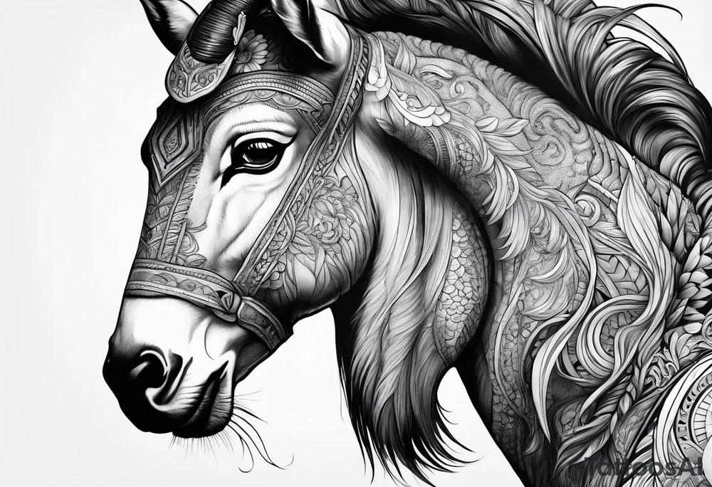 Headshot of capricorn seagoat tattoo idea