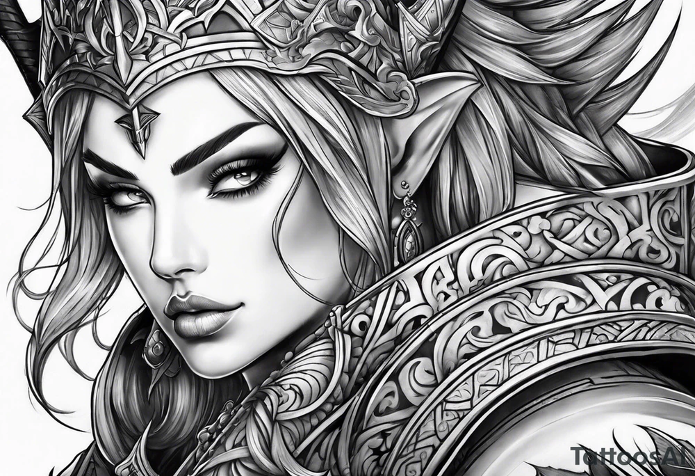 Unique demonslayer sleeve tattoo idea