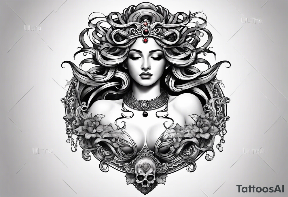 Gruselige und Düstere Medusa tattoo idea
