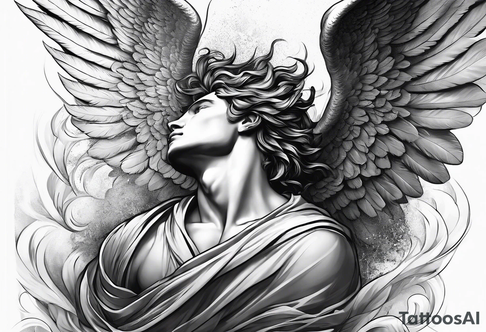 male angel falling from the sky tattoo idea