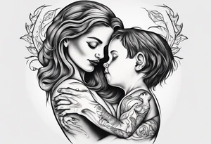Mother hugging her son tattoo idea