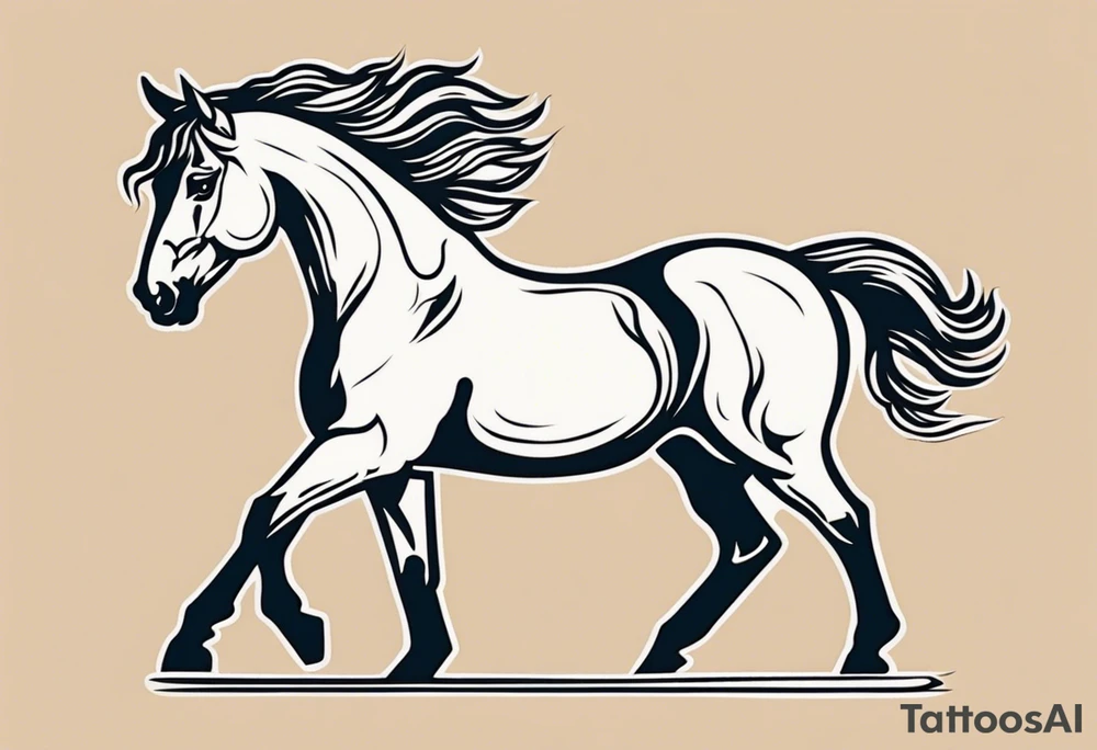 A horse tattoo with a traditional design, 8x8 cm, in color. tattoo idea