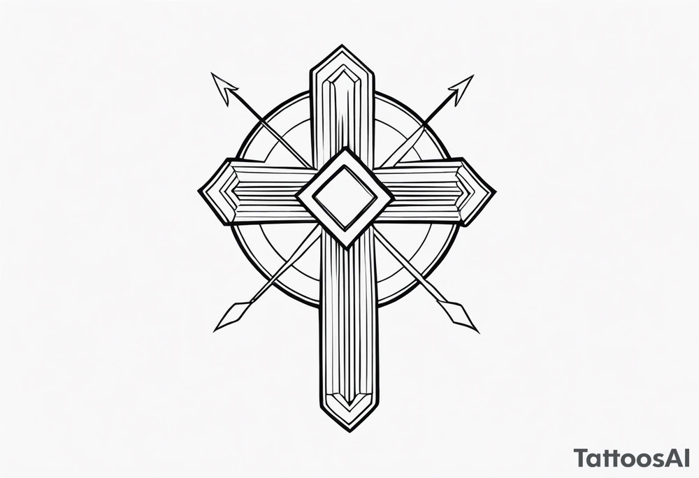 Picture of a simple cross to represent God with an arrow pointing up on top tattoo idea