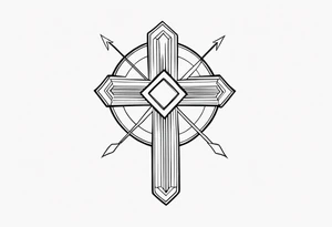 Picture of a simple cross to represent God with an arrow pointing up on top tattoo idea