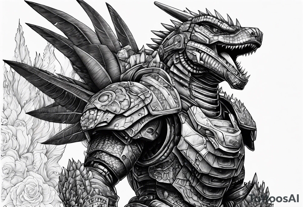 mechagodzilla, full body, roaring tattoo idea