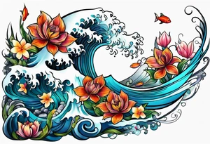 sea, flower tattoo idea