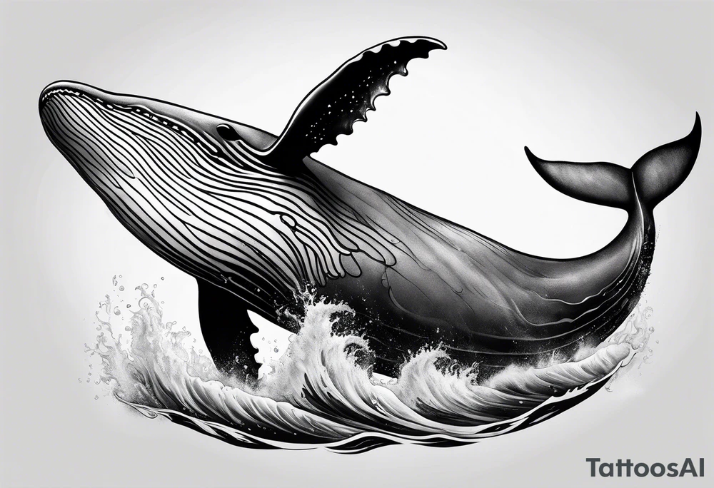 Humpback whale tail sticking out of ocean tattoo idea