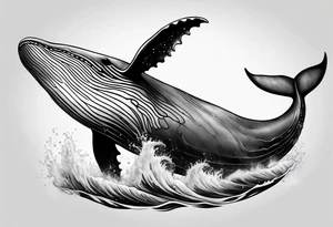 Humpback whale tail sticking out of ocean tattoo idea