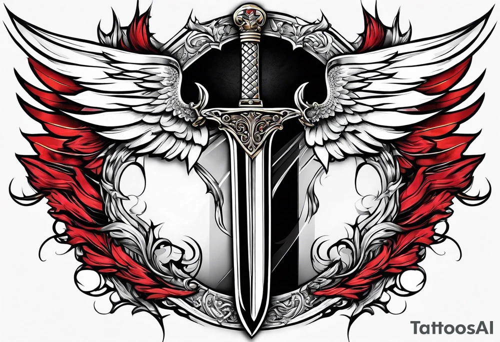 Sword with angel wings as the hilt tattoo idea
