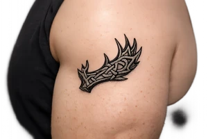 Caribou antler in Norse knot work open line concept stipple shading just one antler no background make it a realistic caribou antler shape tattoo idea