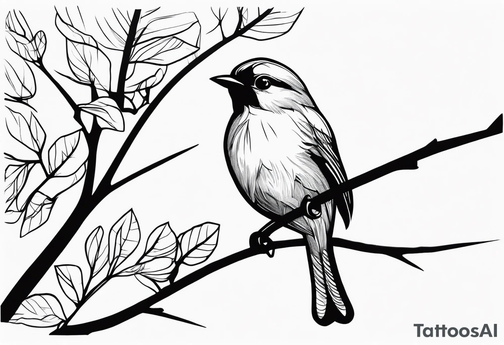 Bird oak tattoo idea