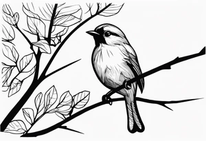 Bird oak tattoo idea