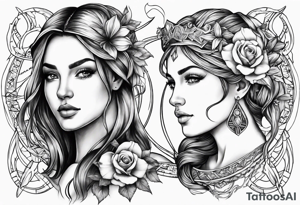 Virgo and Sagittarius zodiac signs tattoo idea