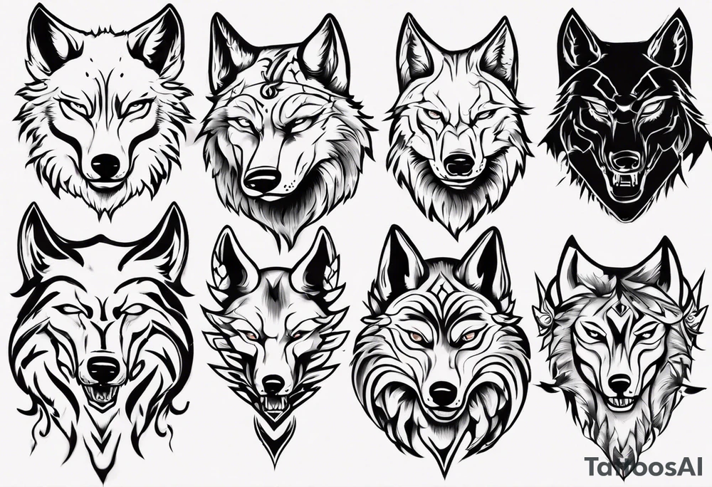 wolf head tattoo idea