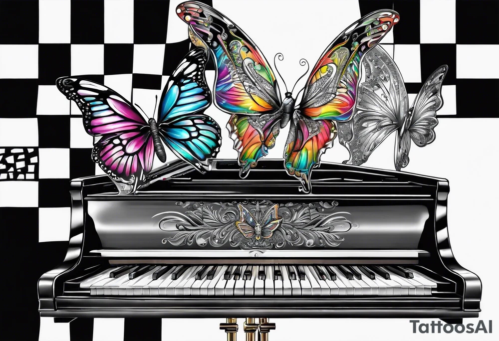 Saxophone, butterfly, rainbow, keyboard tattoo idea