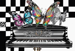 Saxophone, butterfly, rainbow, keyboard tattoo idea