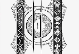 vertical rune tattoo with 4-5 symbols tattoo idea
