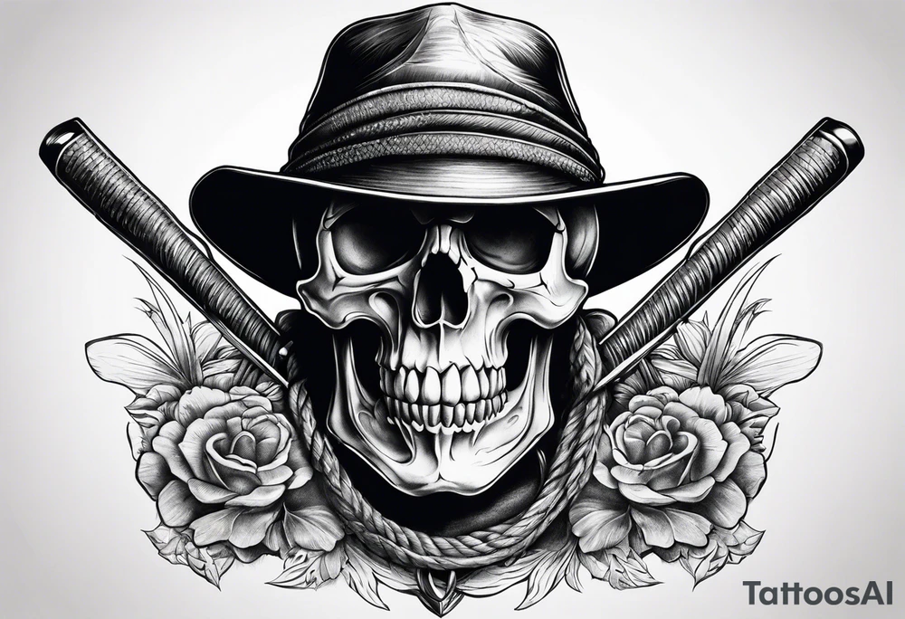 skull fisherman tattoo idea