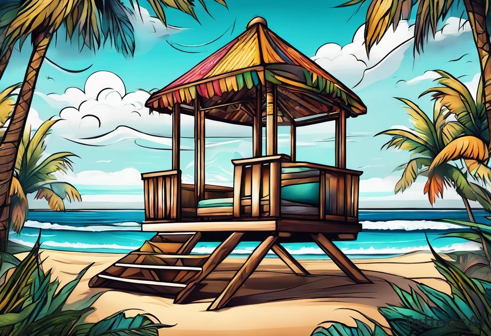 cabana on a beach tattoo idea