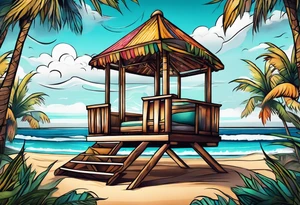 cabana on a beach tattoo idea