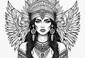 kali, valkrye, goddess, native american, left side chest, wing tattoo idea