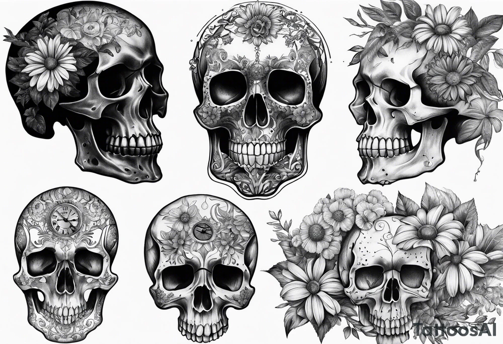 Alexander 
Maverick 
Karsch 
Skulls 
Clocks
Trees 
Daisy tattoo idea