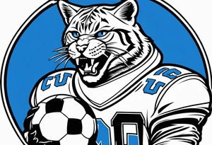 blue wildcat in football attire  morphing into jfootball game night tattoo idea