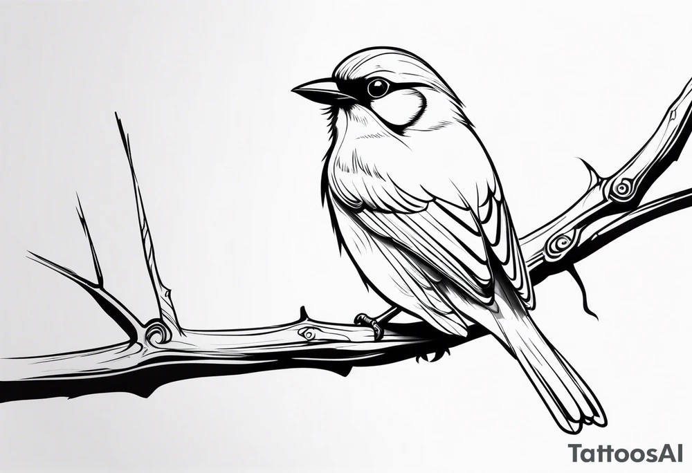 A bird perched on a tree branch. tattoo idea