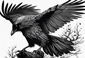 Spooky emo girl raven tattoo idea