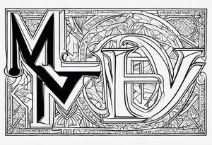 Draw the initials M.H. M.E.  accompanied by the writing simul in aeternum tattoo idea