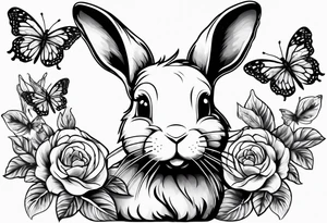 bunny with butterflies tattoo idea