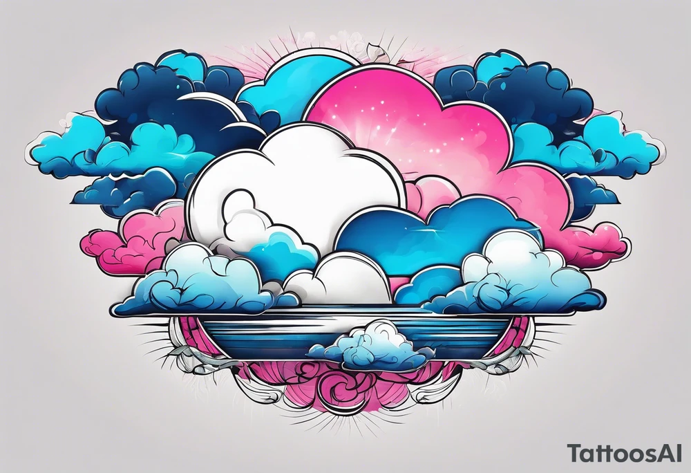 Blue and Pink Cloud tattoo idea