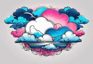 Blue and Pink Cloud tattoo idea
