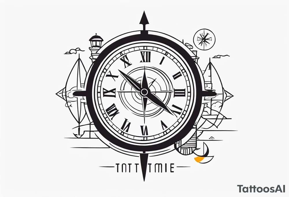 Very Simple tattoo combining elements of time, travel, and direction. tattoo idea