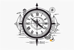 Very Simple tattoo combining elements of time, travel, and direction. tattoo idea