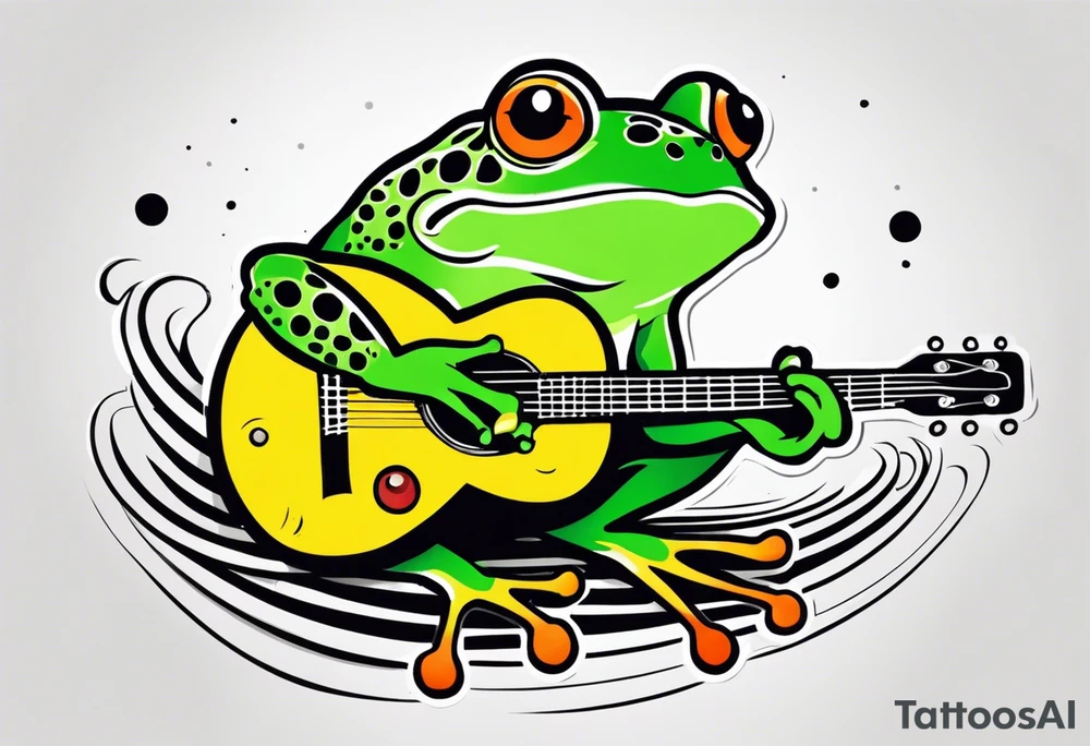 Frog playing guitar. tattoo idea