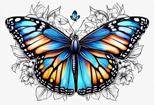 blue monarch butterflies tattoo idea
