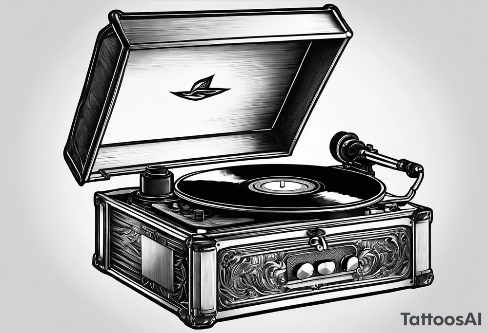 Recordplayer no details only 5 lines tattoo idea