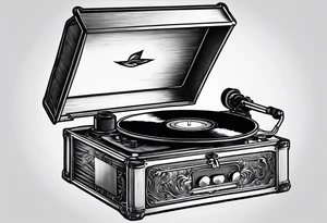 Recordplayer no details only 5 lines tattoo idea