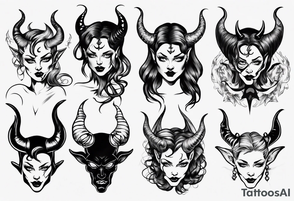 Female devil tattoo idea