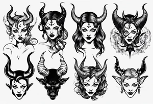 Female devil tattoo idea