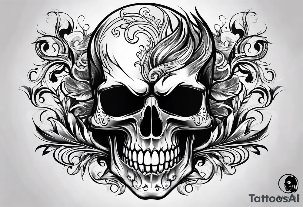 Skull with flames in eyes and mouth tattoo idea
