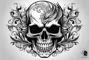 Skull with flames in eyes and mouth tattoo idea